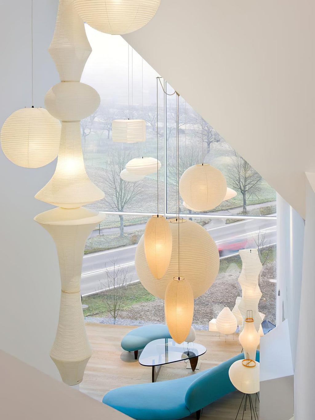 Lustra Suspension Luminaire Papier Washi E pour Salon - Neutralighting