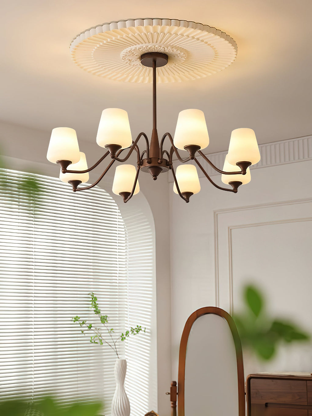 Aurora Chandelier Frosted Glass Shades - Neutralighting