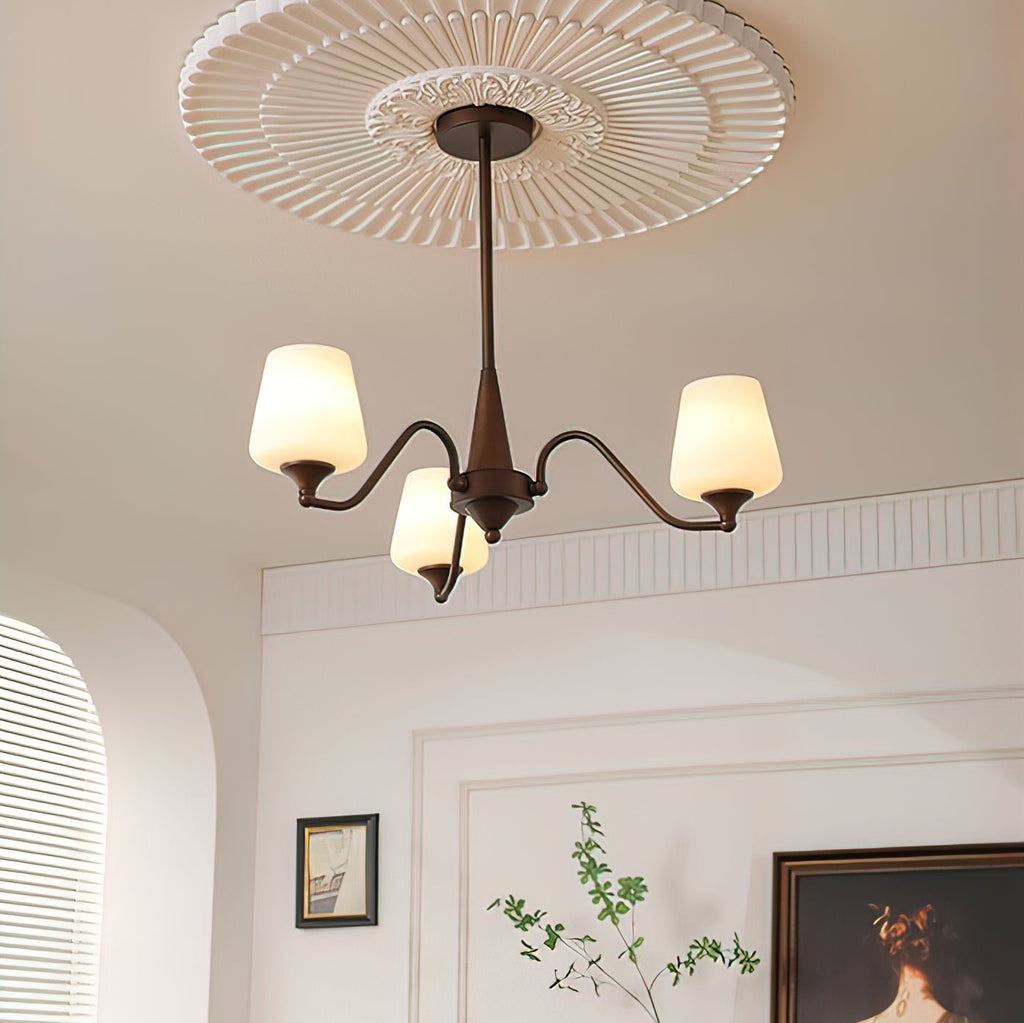 Aurora Chandelier Frosted Glass Shades - Neutralighting
