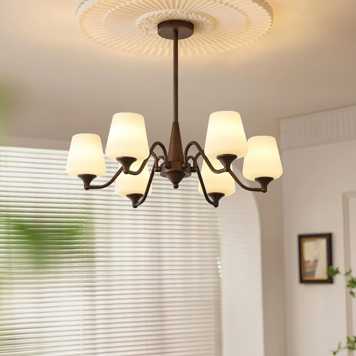 Aurora Chandelier Frosted Glass Shades - Neutralighting