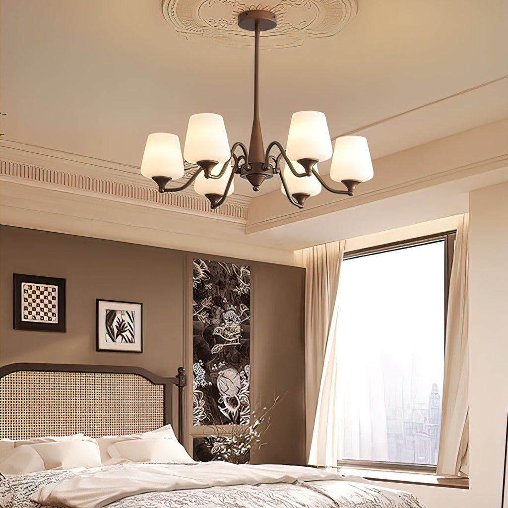 Aurora Chandelier Frosted Glass Shades - Neutralighting
