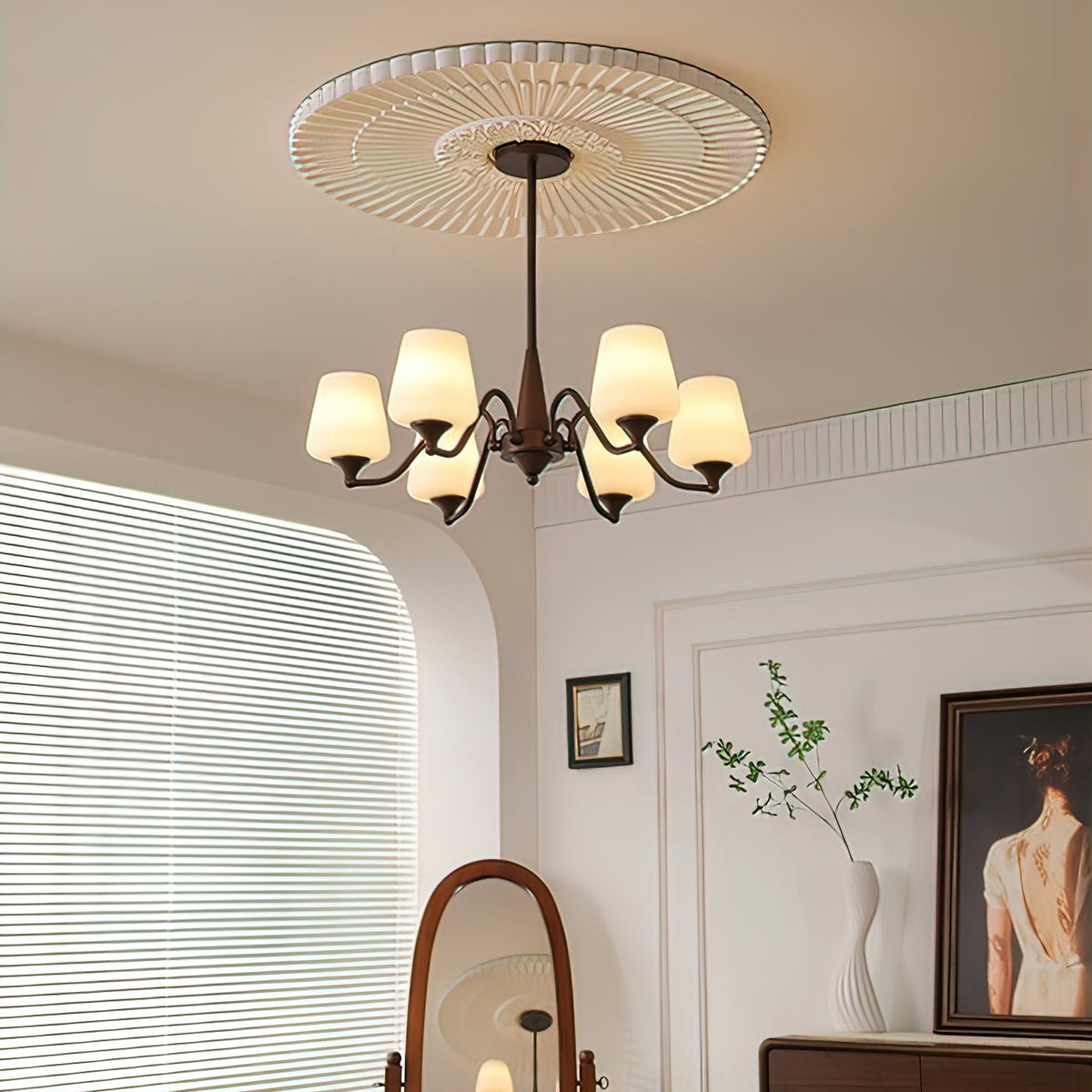 Aurora Chandelier Frosted Glass Shades - Neutralighting