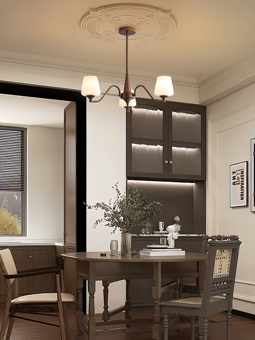 Aurora Chandelier Frosted Glass Shades - Neutralighting