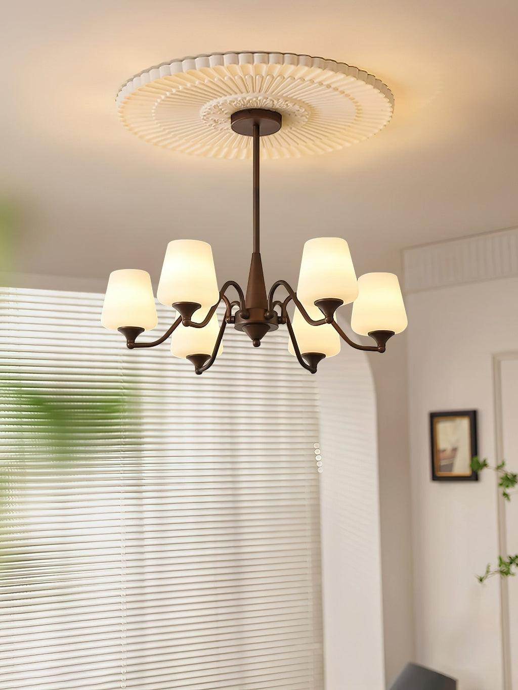 Aurora Chandelier Frosted Glass Shades - Neutralighting
