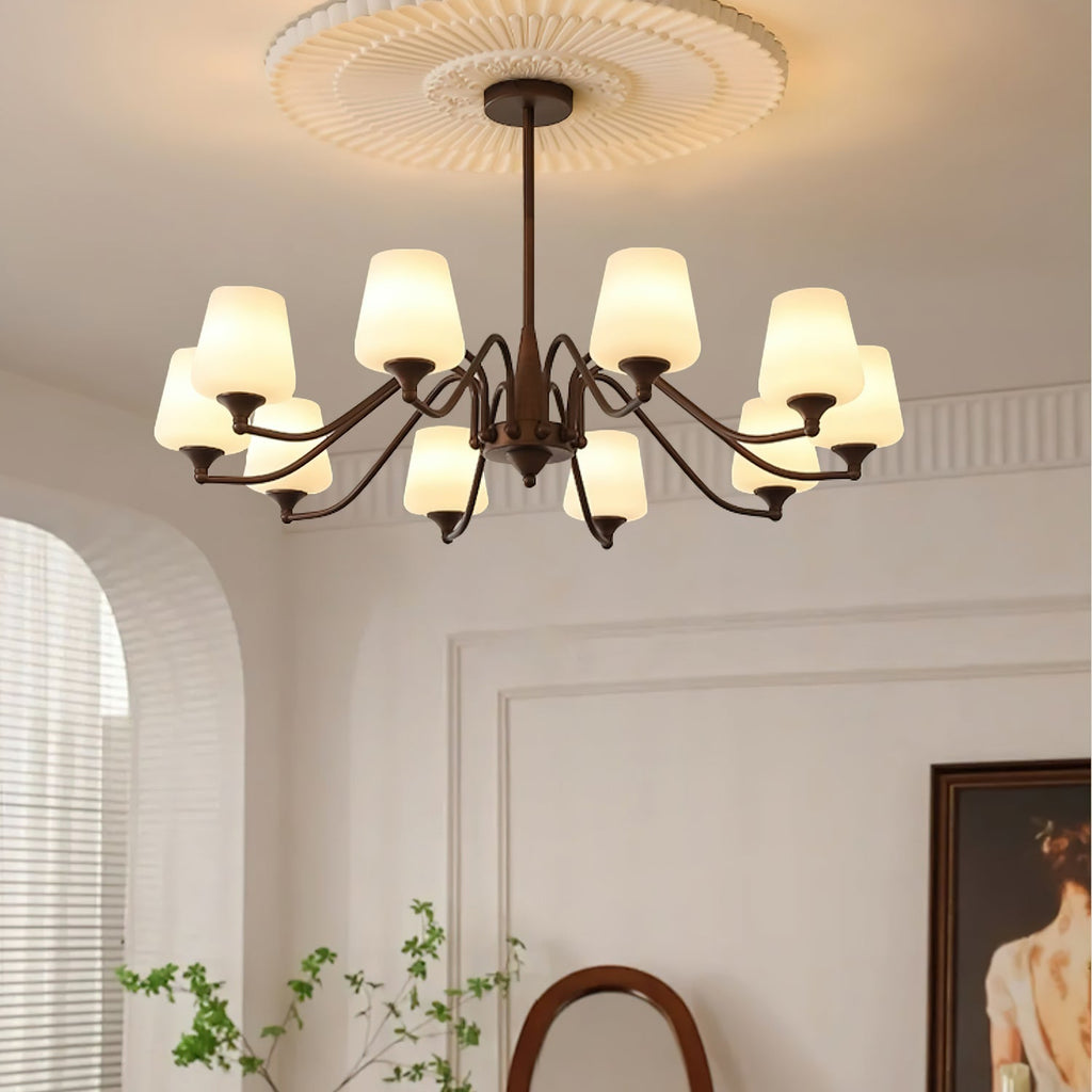 Aurora Chandelier Frosted Glass Shades - Neutralighting