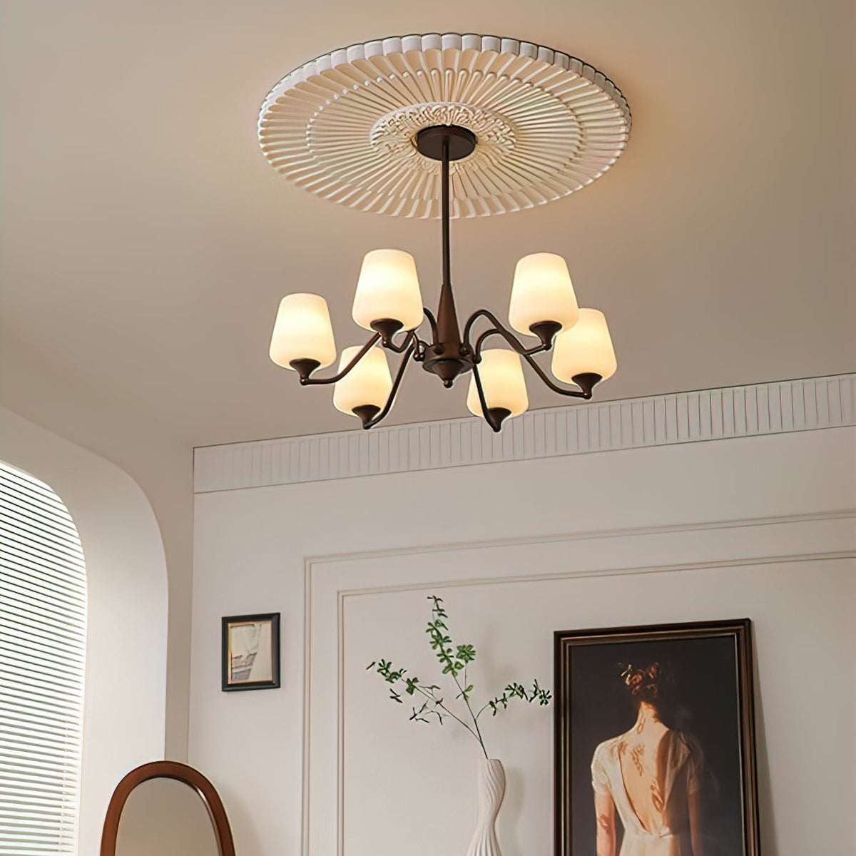 Aurora Chandelier Frosted Glass Shades - Neutralighting