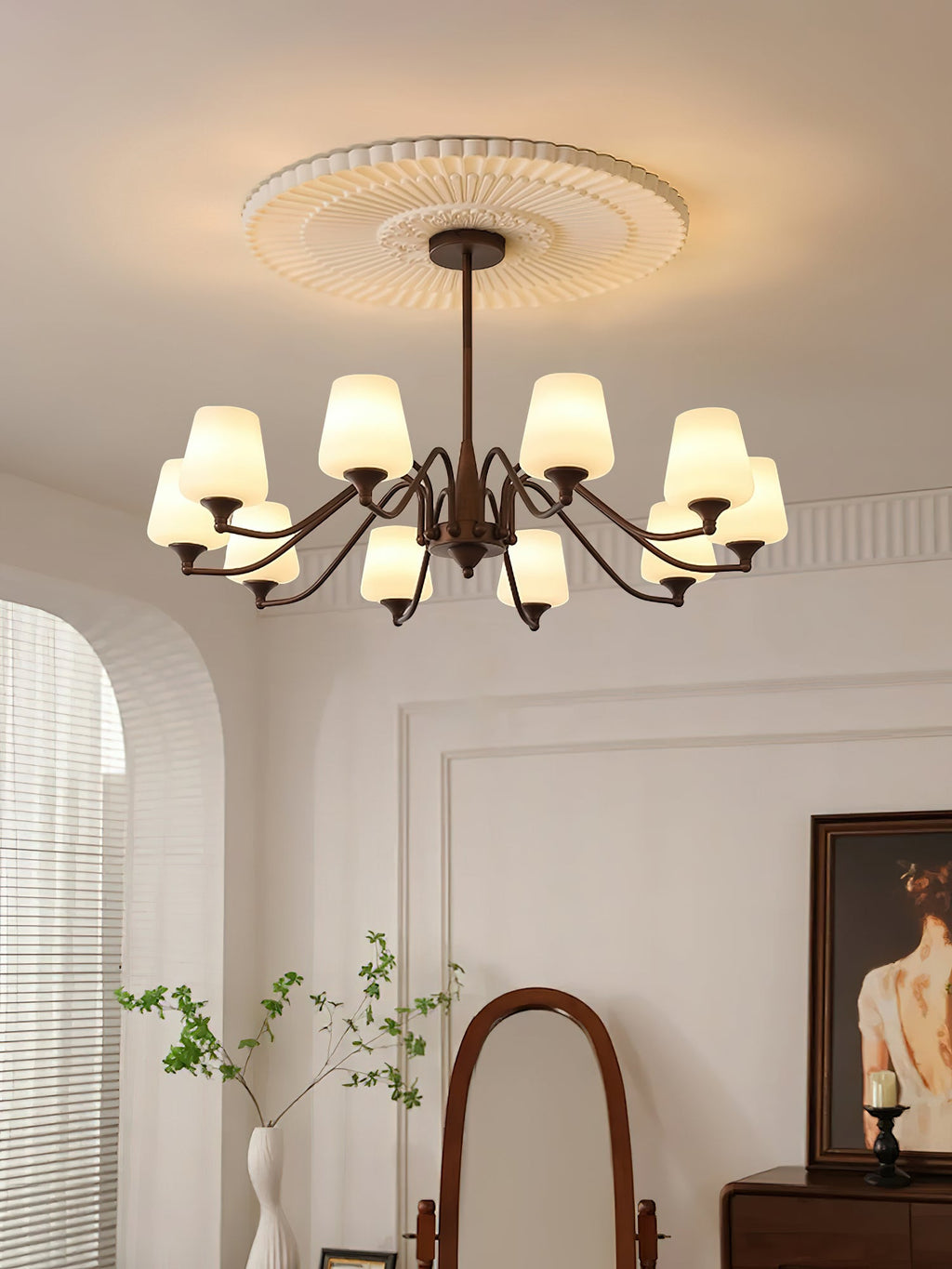 Aurora Chandelier Frosted Glass Shades - Neutralighting