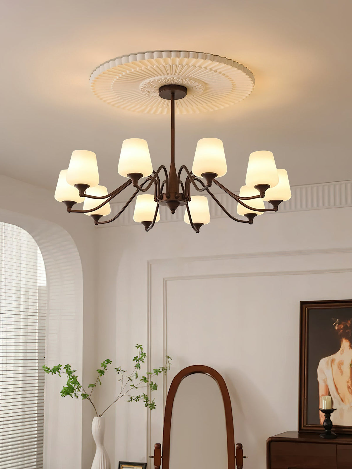 Aurora Chandelier Frosted Glass Shades - Neutralighting