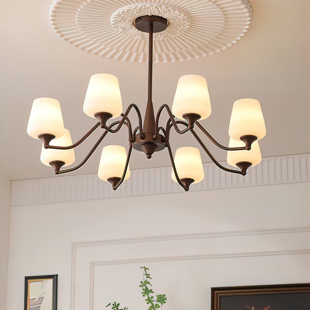 Aurora Chandelier Frosted Glass Shades - Neutralighting