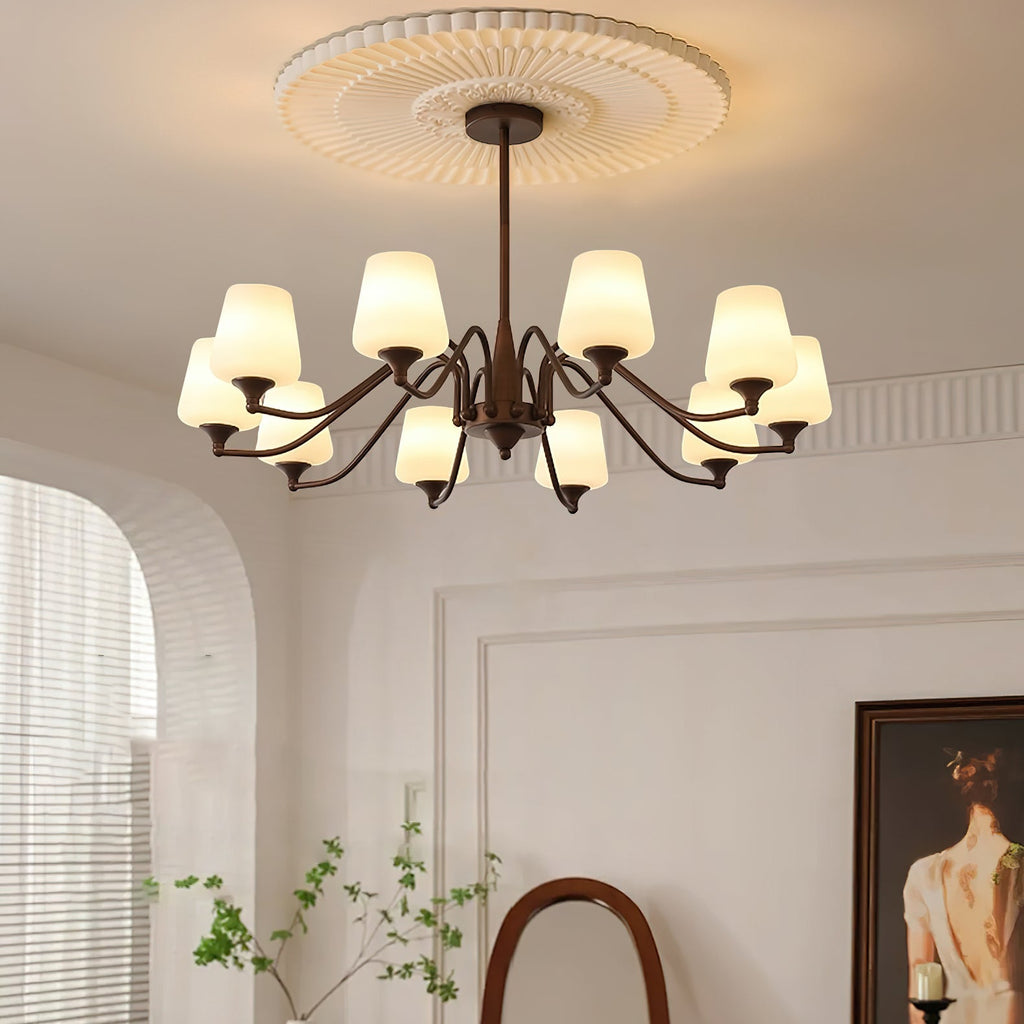 Aurora Chandelier Frosted Glass Shades - Neutralighting