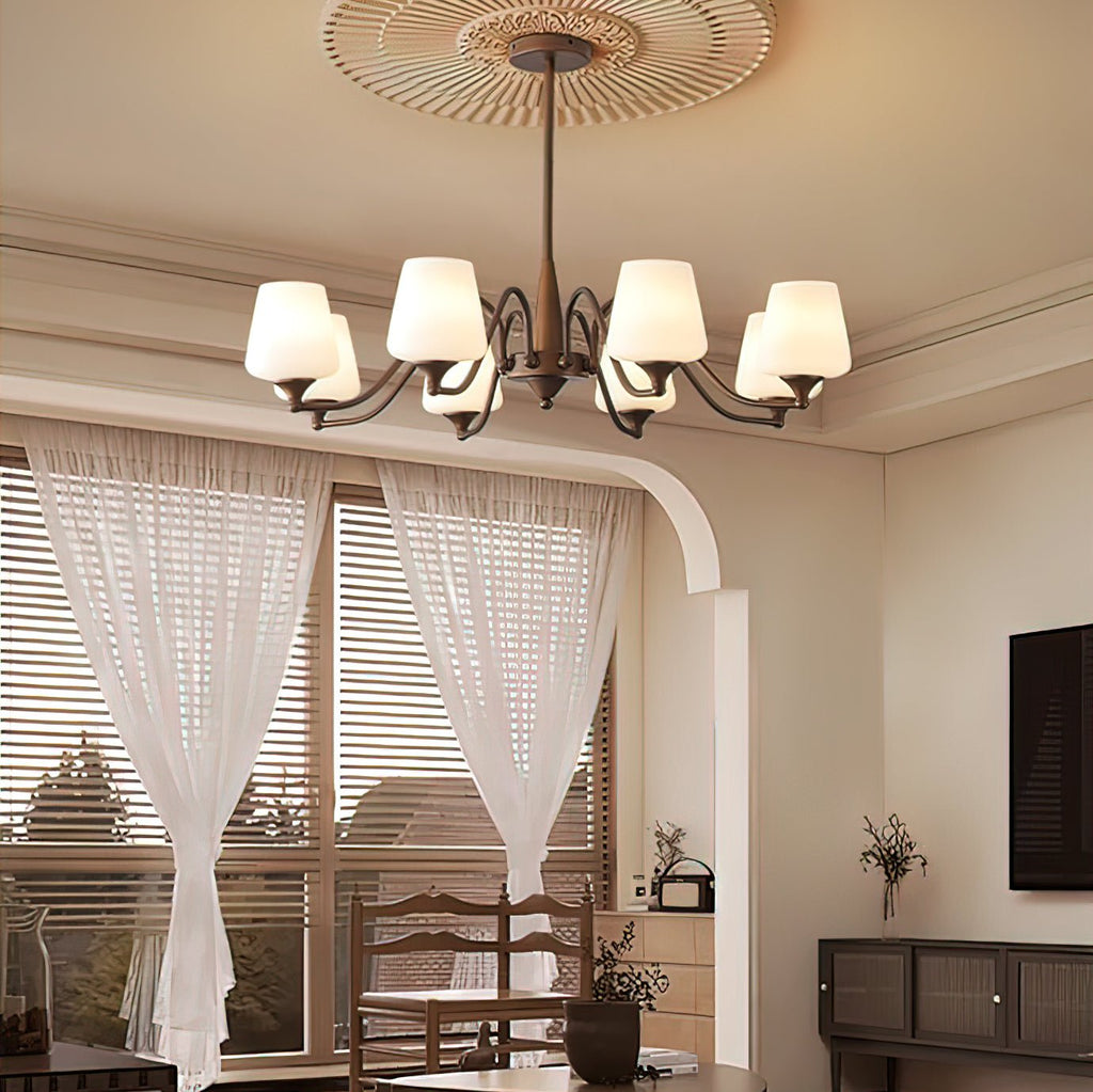 Aurora Chandelier Frosted Glass Shades - Neutralighting