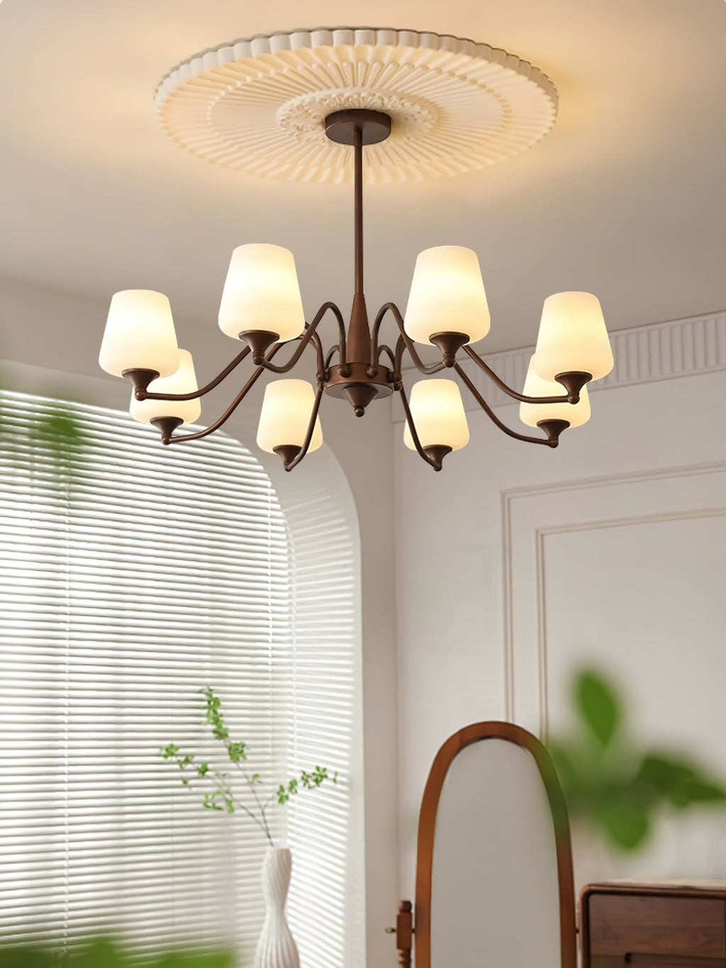 Aurora Chandelier Frosted Glass Shades - Neutralighting