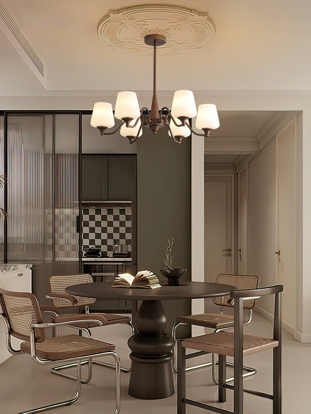 Aurora Chandelier Frosted Glass Shades - Neutralighting