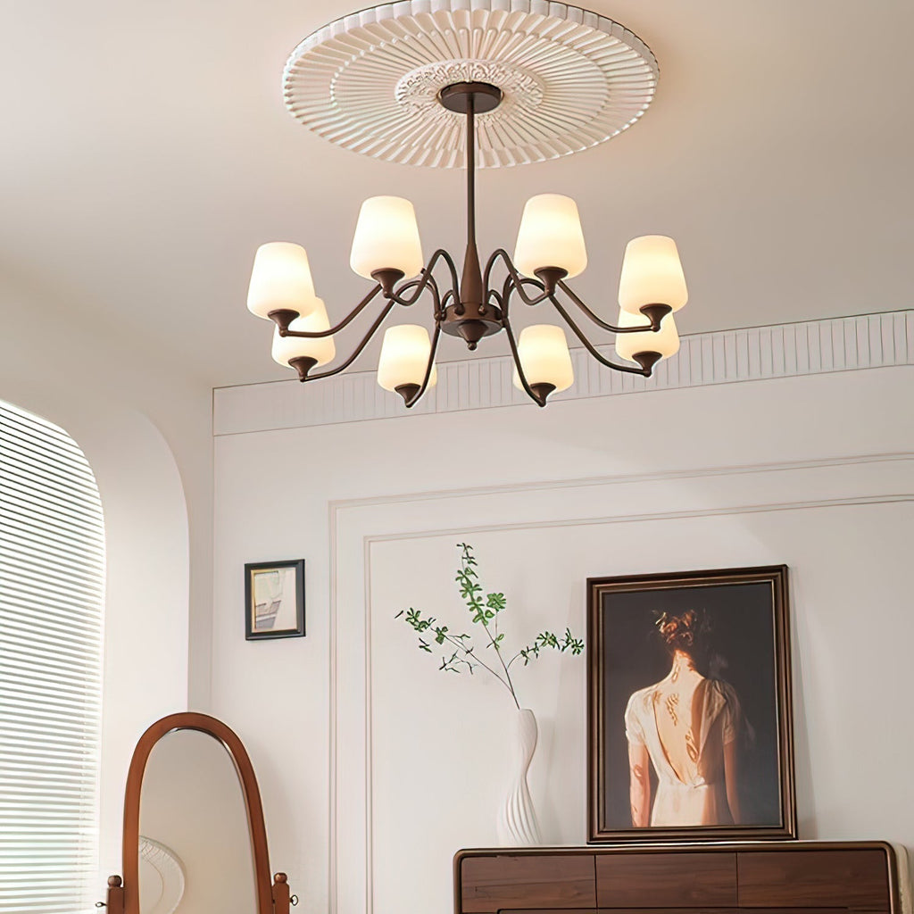 Aurora Chandelier Frosted Glass Shades - Neutralighting