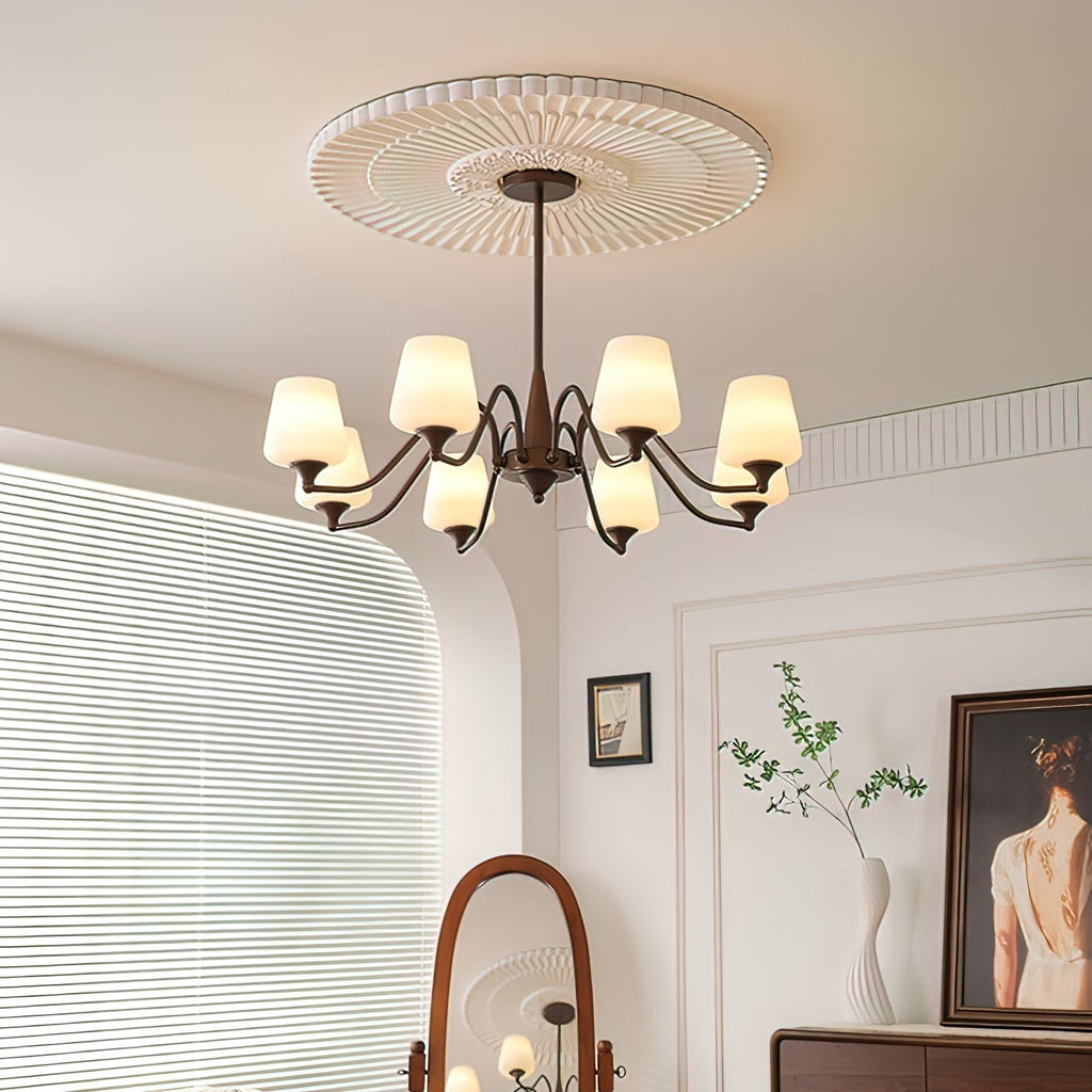 Aurora Chandelier Frosted Glass Shades - Neutralighting