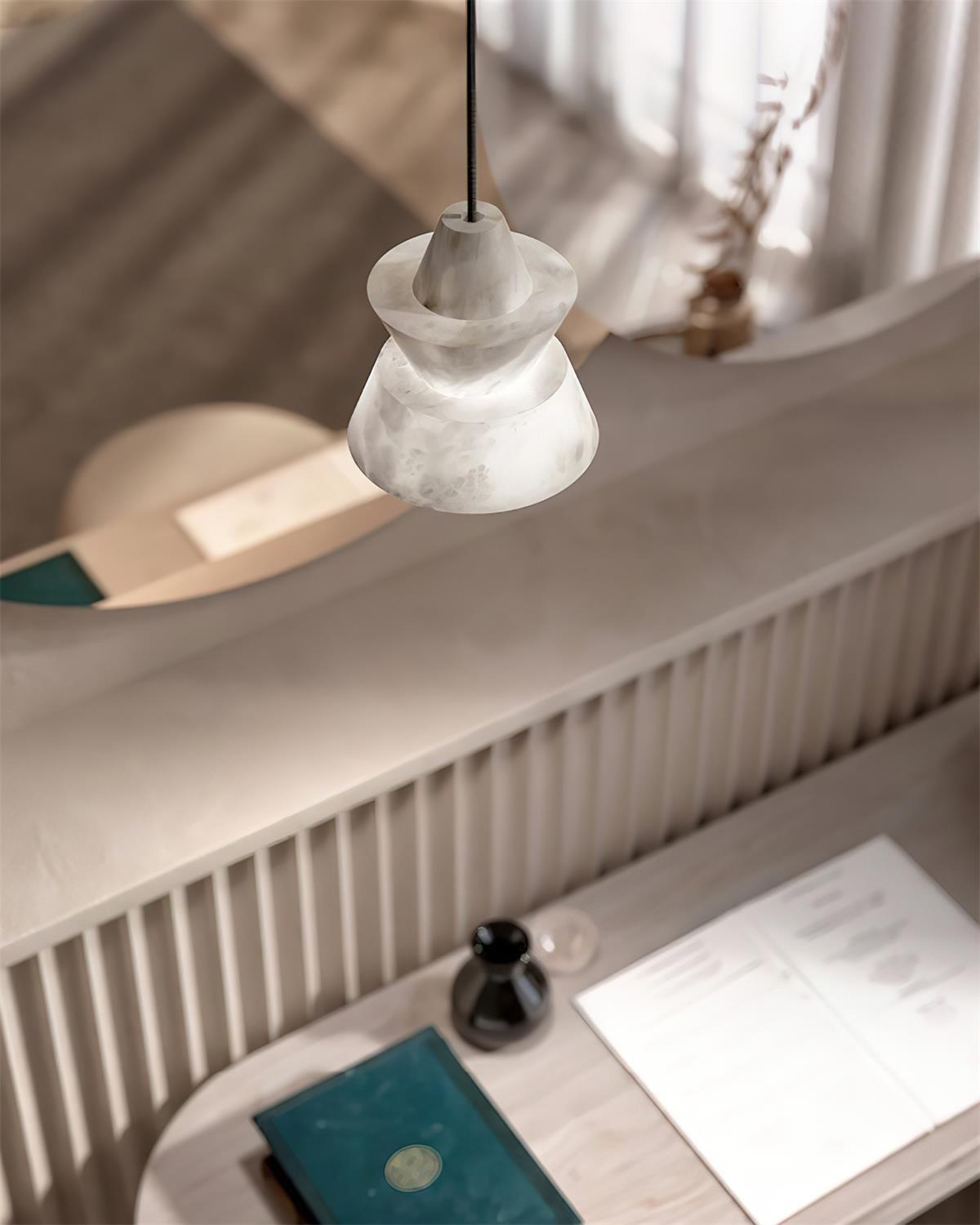 Ezion Lampe Suspension Superposée en Albâtre Blanc - Neutralighting