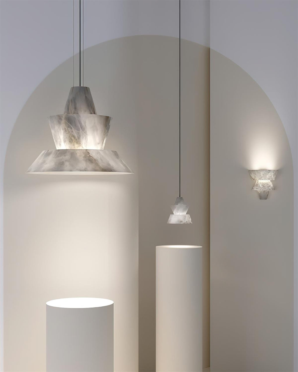 Ezion Lampe Suspension Superposée en Albâtre Blanc - Neutralighting