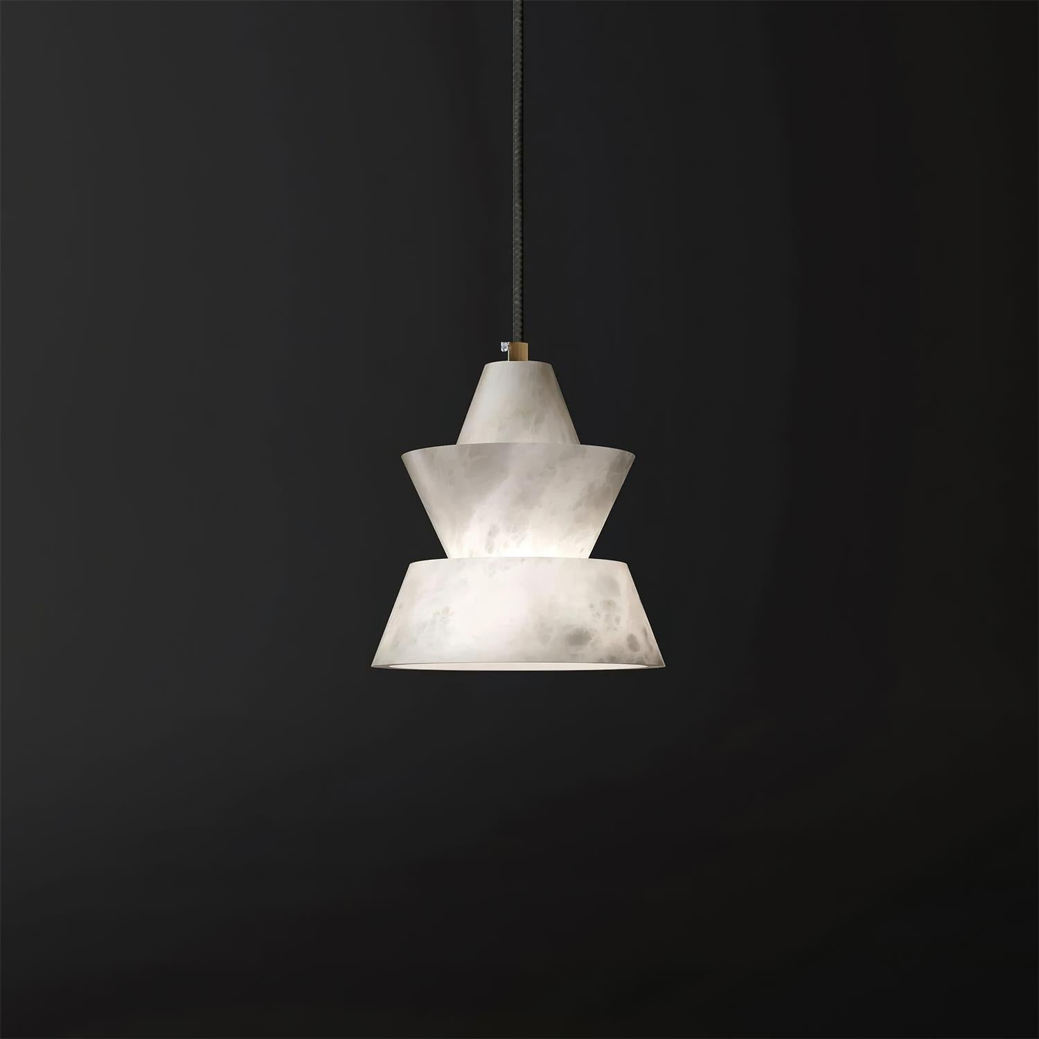 Ezion Lampe Suspension Superposée en Albâtre Blanc - Neutralighting