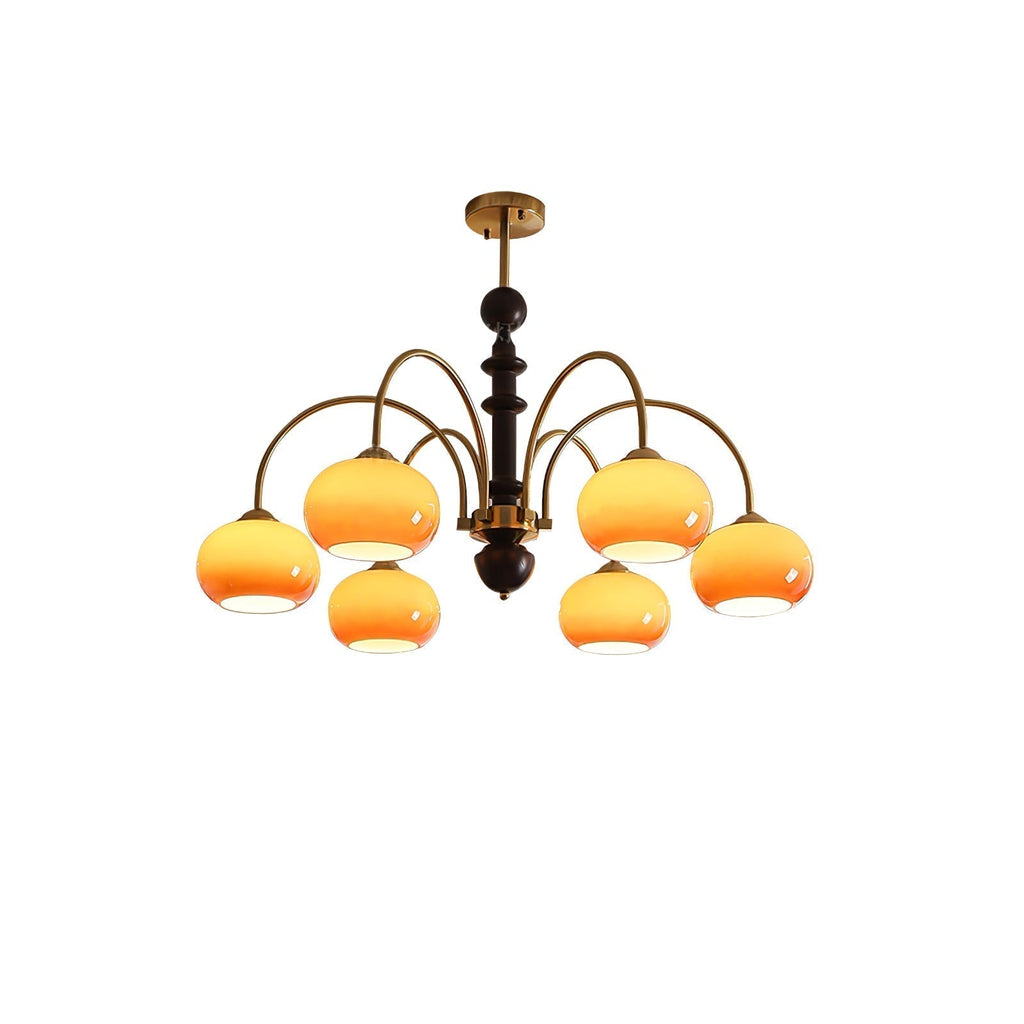 Lustra Chandelier Laiton Verre en Forme de Kaki - Neutralighting