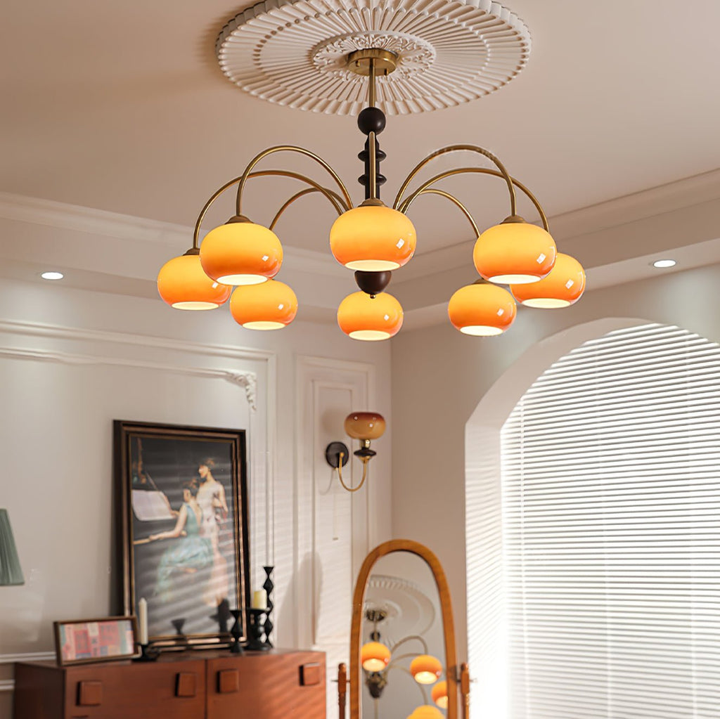 Lustra Chandelier Laiton Verre en Forme de Kaki - Neutralighting