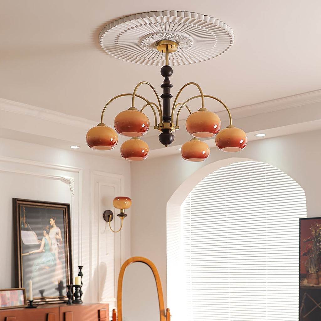 Lustra Chandelier Laiton Verre en Forme de Kaki - Neutralighting