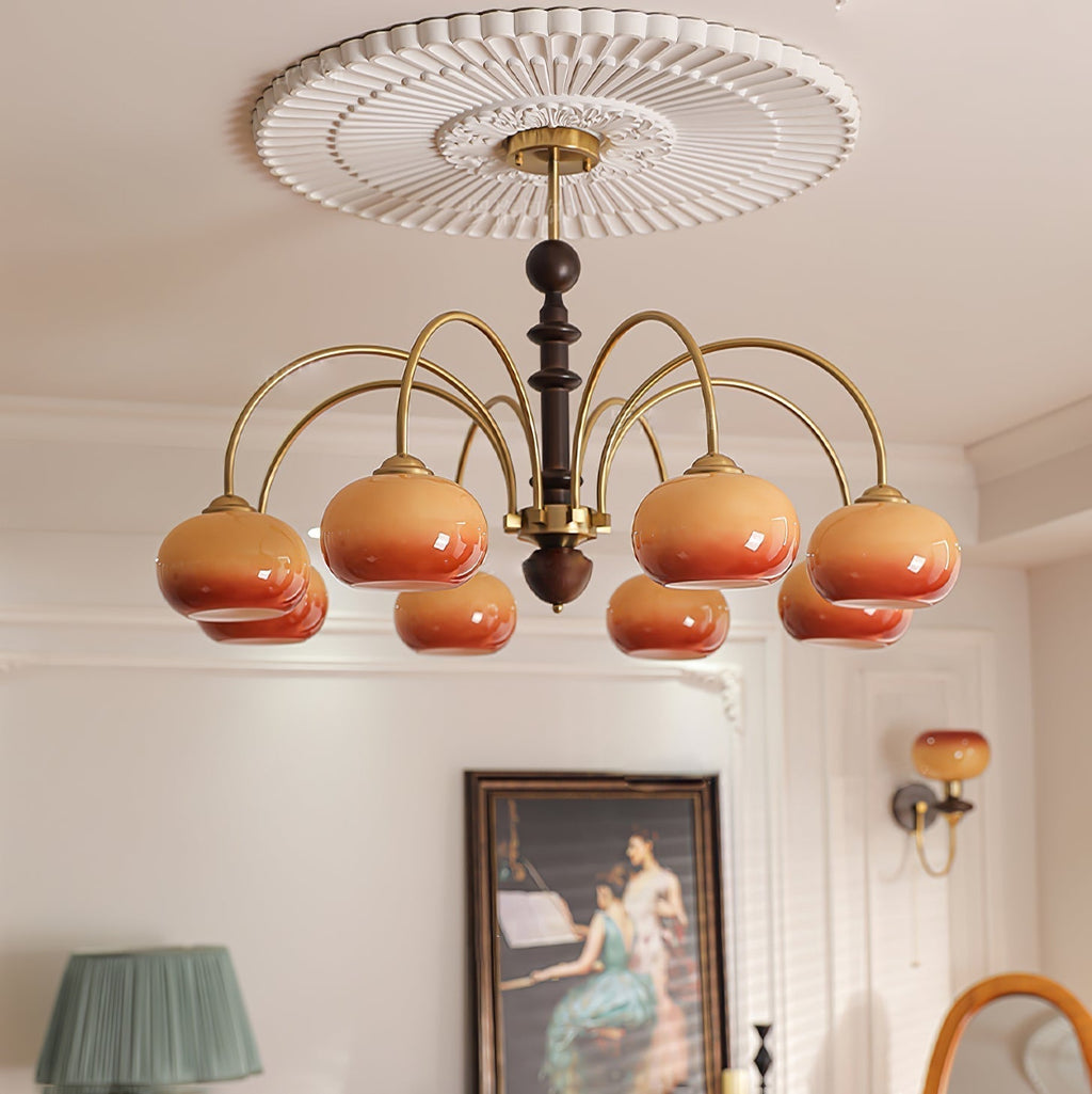 Lustra Chandelier Laiton Verre en Forme de Kaki - Neutralighting