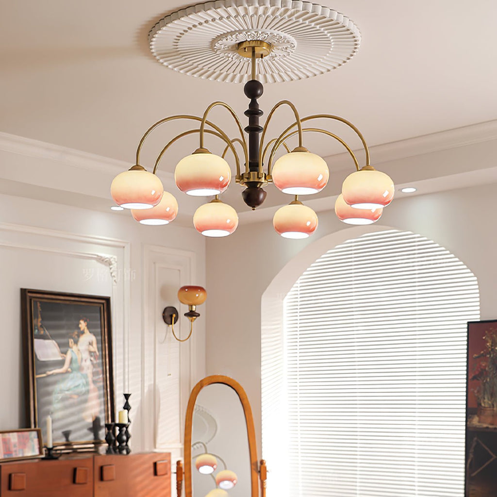 Lustra Chandelier Laiton Verre en Forme de Kaki - Neutralighting