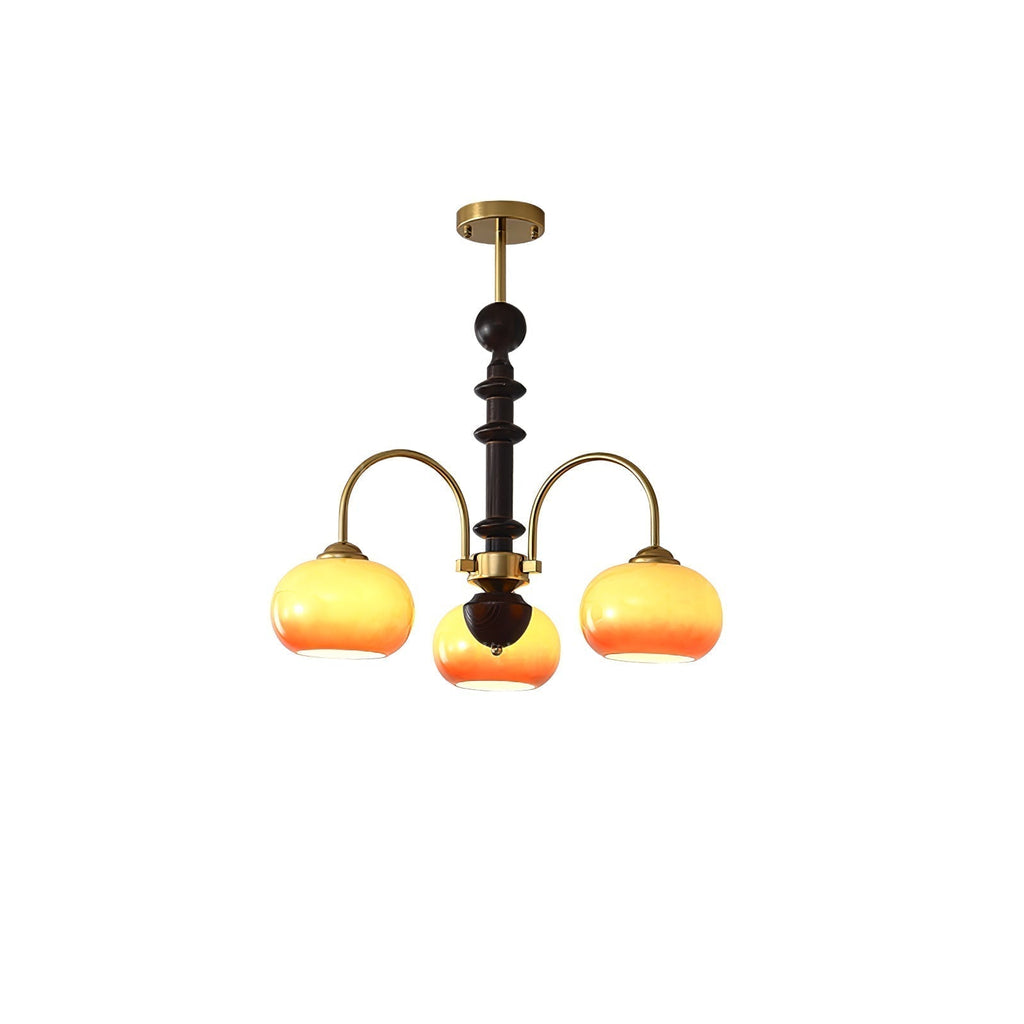 Lustra Chandelier Laiton Verre en Forme de Kaki - Neutralighting