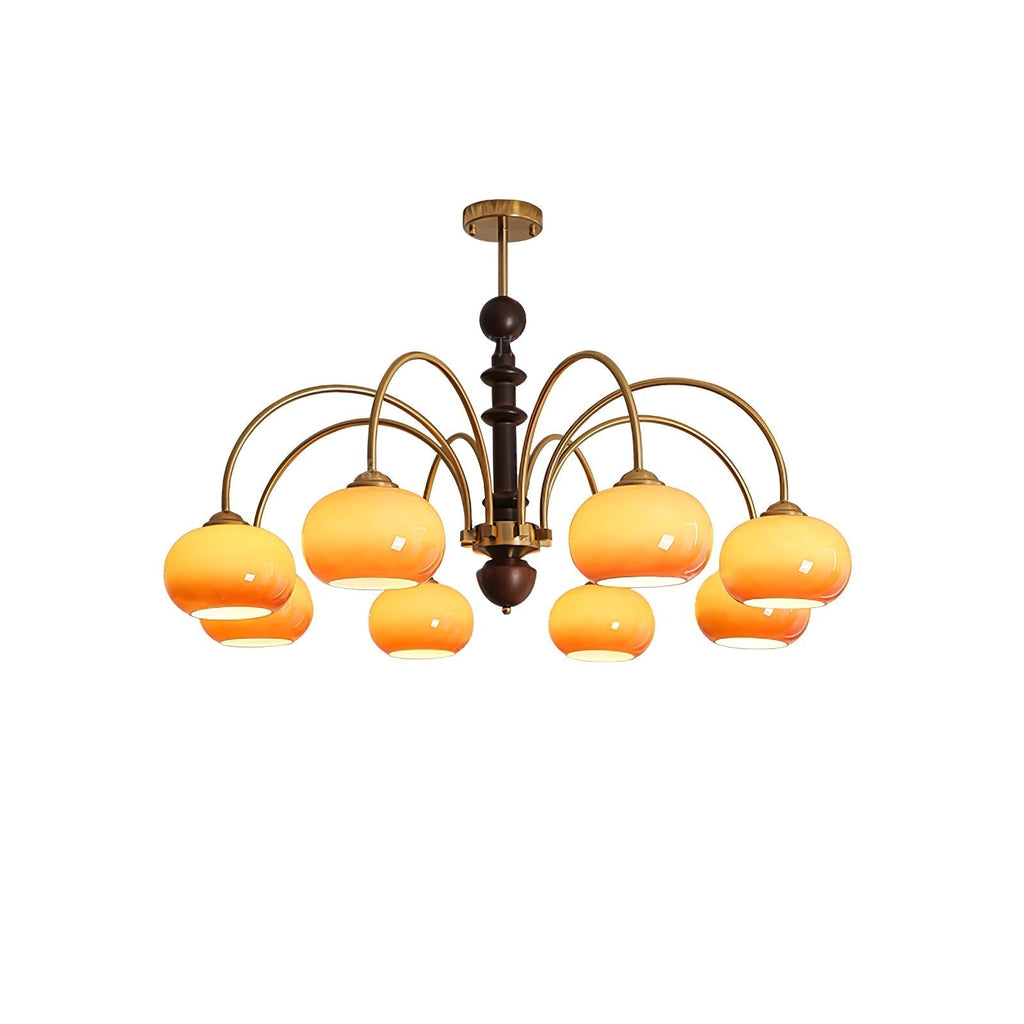 Lustra Chandelier Laiton Verre en Forme de Kaki - Neutralighting