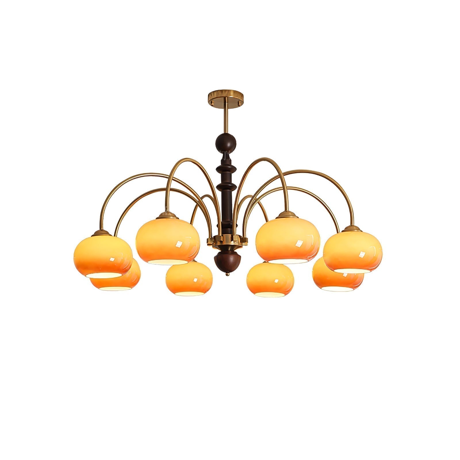Lustra Chandelier Laiton Verre en Forme de Kaki - Neutralighting