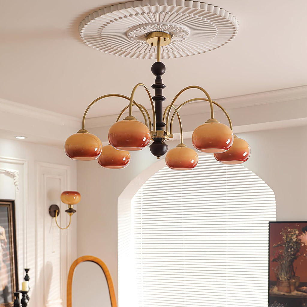Lustra Chandelier Laiton Verre en Forme de Kaki - Neutralighting