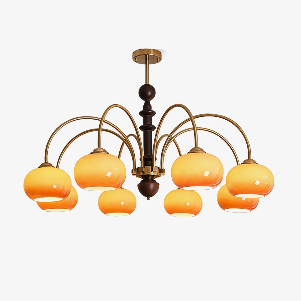 Lustra Chandelier Laiton Verre en Forme de Kaki - Neutralighting