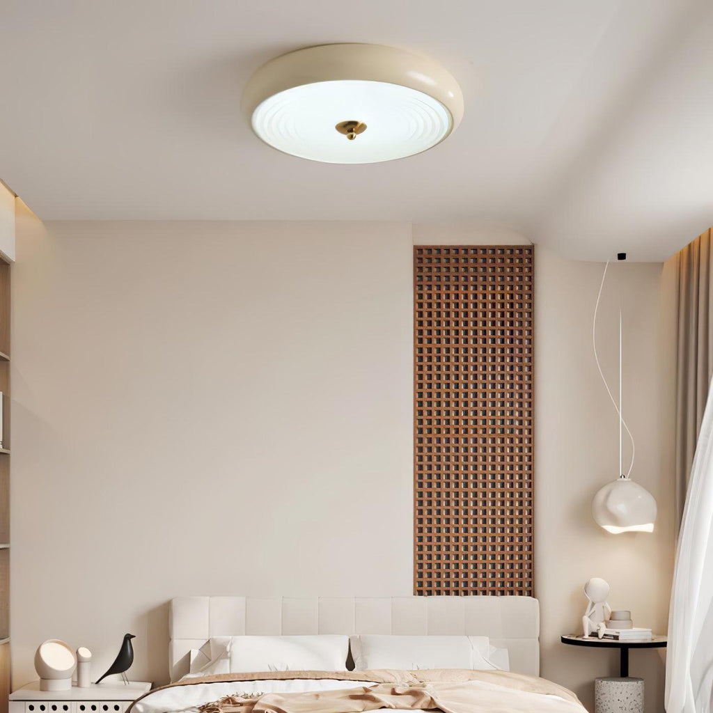 Utheara Plafonnier moderne minimaliste en verre crème ondulé - Neutralighting