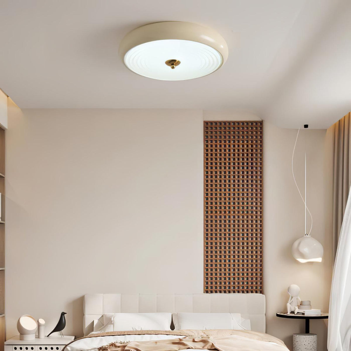 Utheara Plafonnier moderne minimaliste en verre crème ondulé - Neutralighting