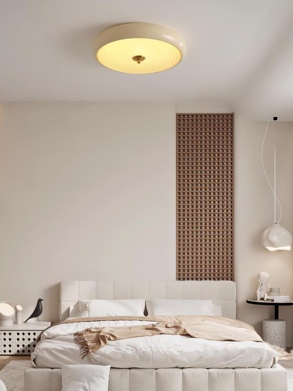 Utheara Plafonnier moderne minimaliste en verre crème ondulé - Neutralighting