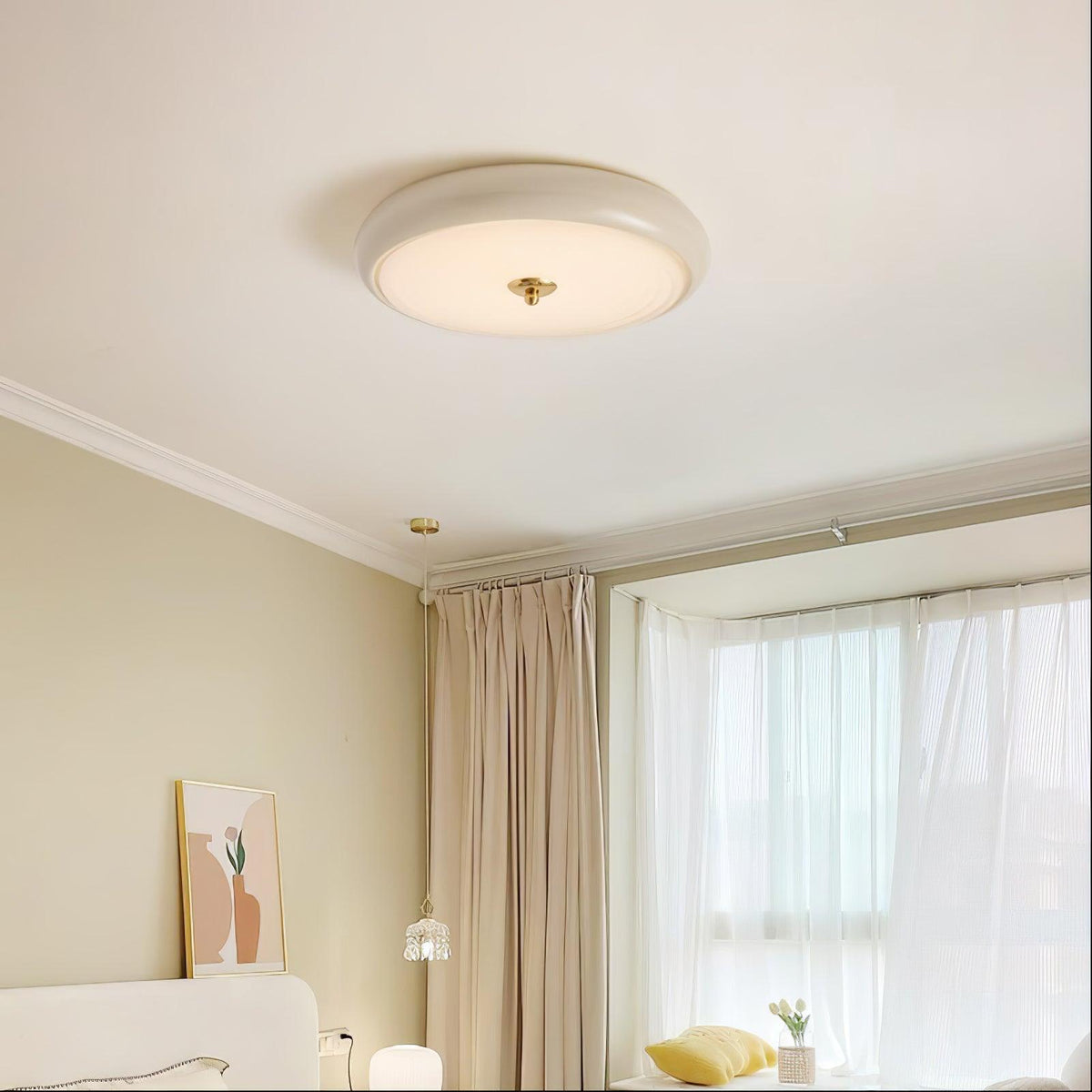 Utheara Plafonnier moderne minimaliste en verre crème ondulé - Neutralighting