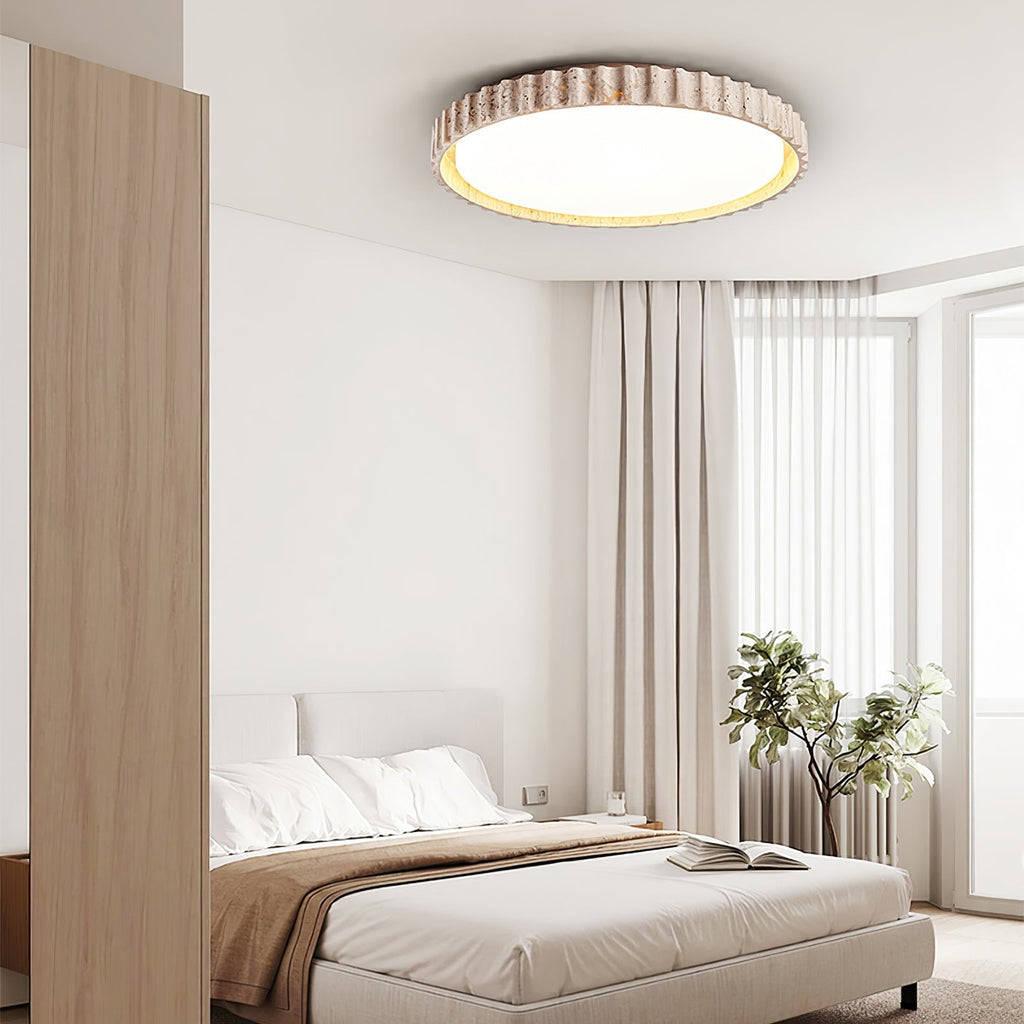 Ornorus Plafonnier Anneau Cannelé en Travertin - Neutralighting