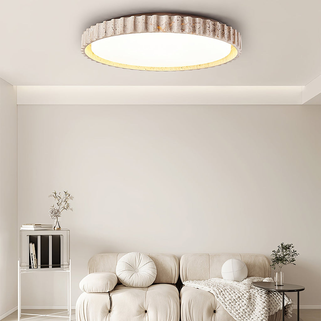Ornorus Plafonnier Anneau Cannelé en Travertin - Neutralighting