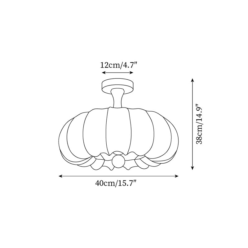 Lampe Plafond Abat-jour Tissu Festonné Plafond Bois de Noyer Vintage - Neutralighting