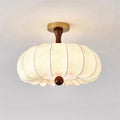 Lampe Plafond Abat-jour Tissu Festonné Plafond Bois de Noyer Vintage - Neutralighting