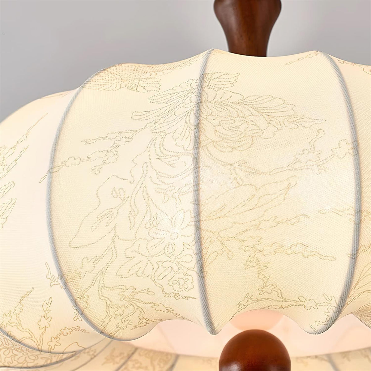 Lampe Plafond Abat-jour Tissu Festonné Plafond Bois de Noyer Vintage - Neutralighting