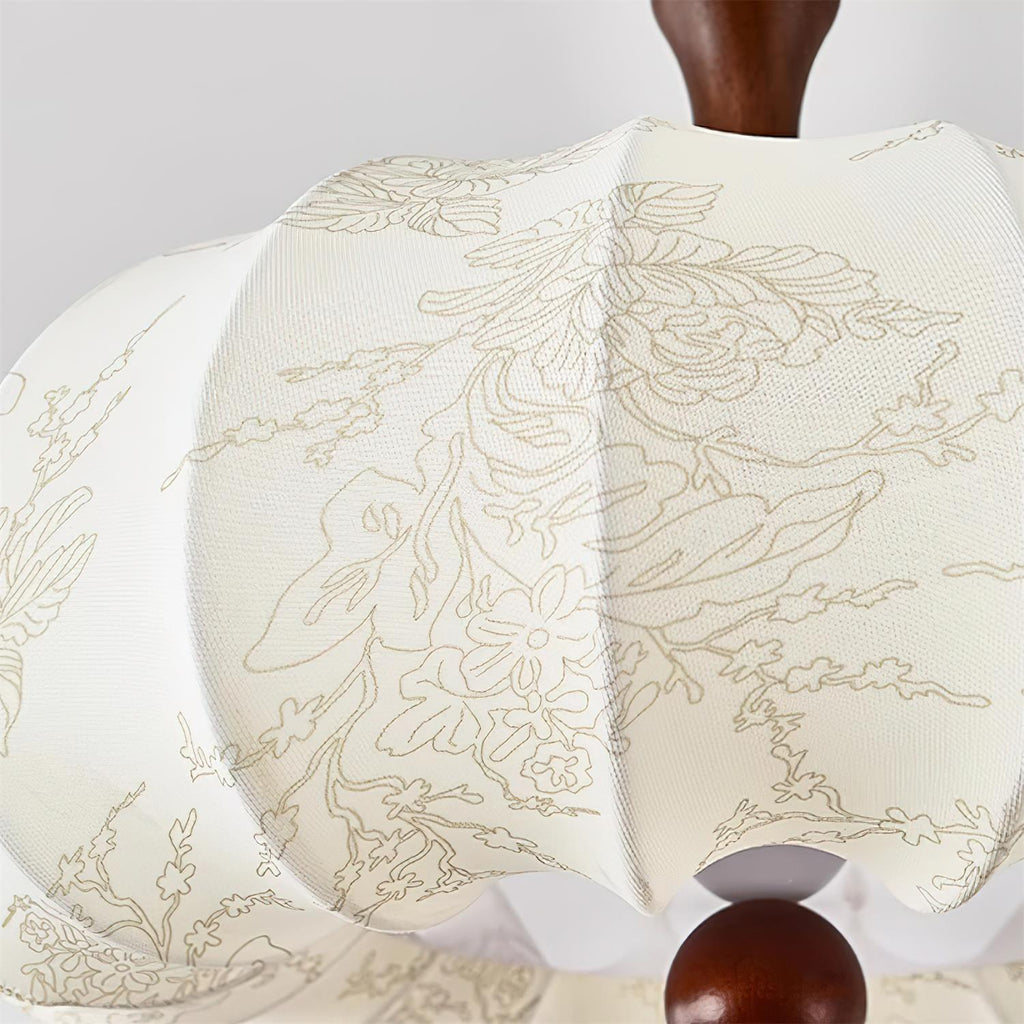 Lampe Plafond Abat-jour Tissu Festonné Plafond Bois de Noyer Vintage - Neutralighting