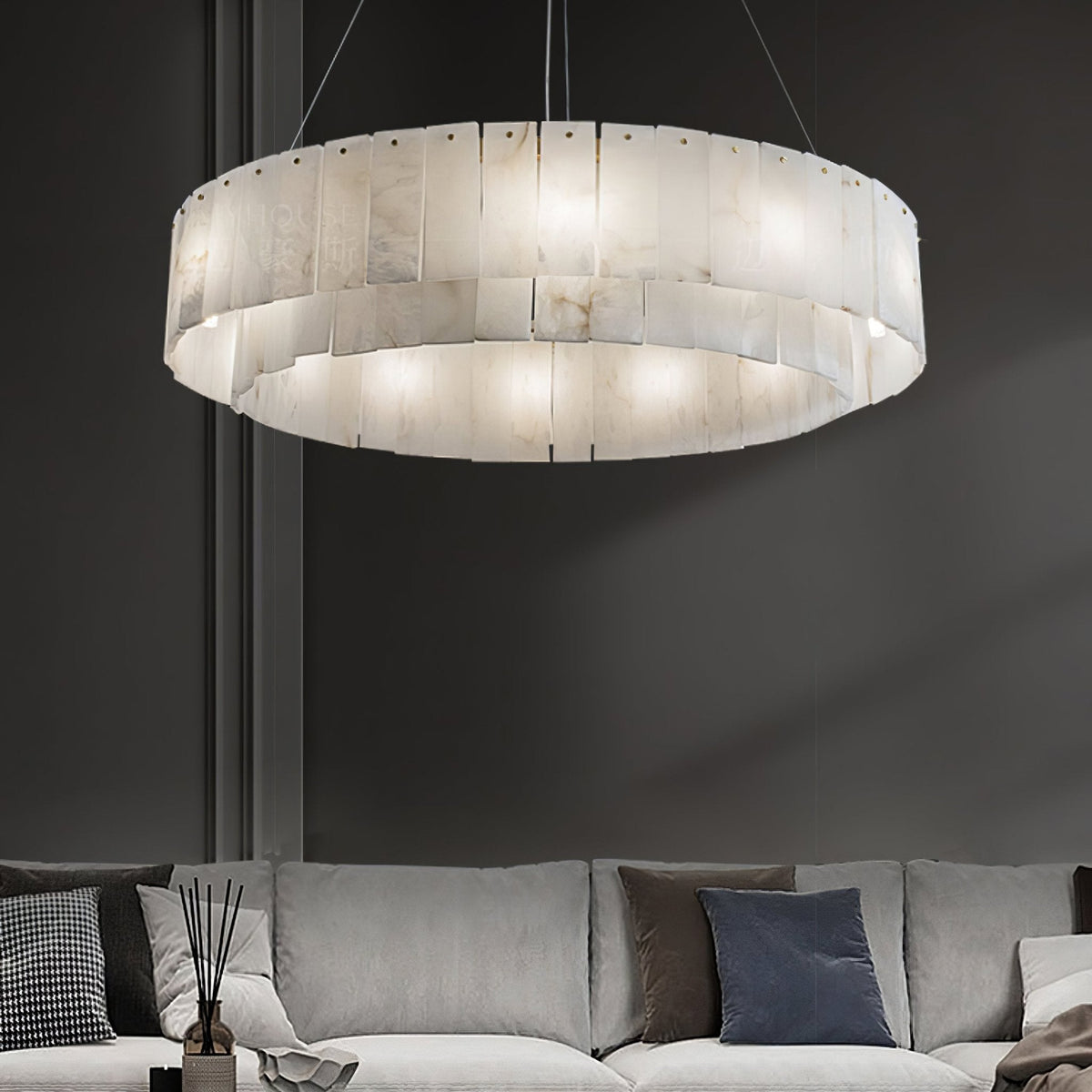 Zelaean Albâtre Ronde Pendentif Lumière - Neutralighting