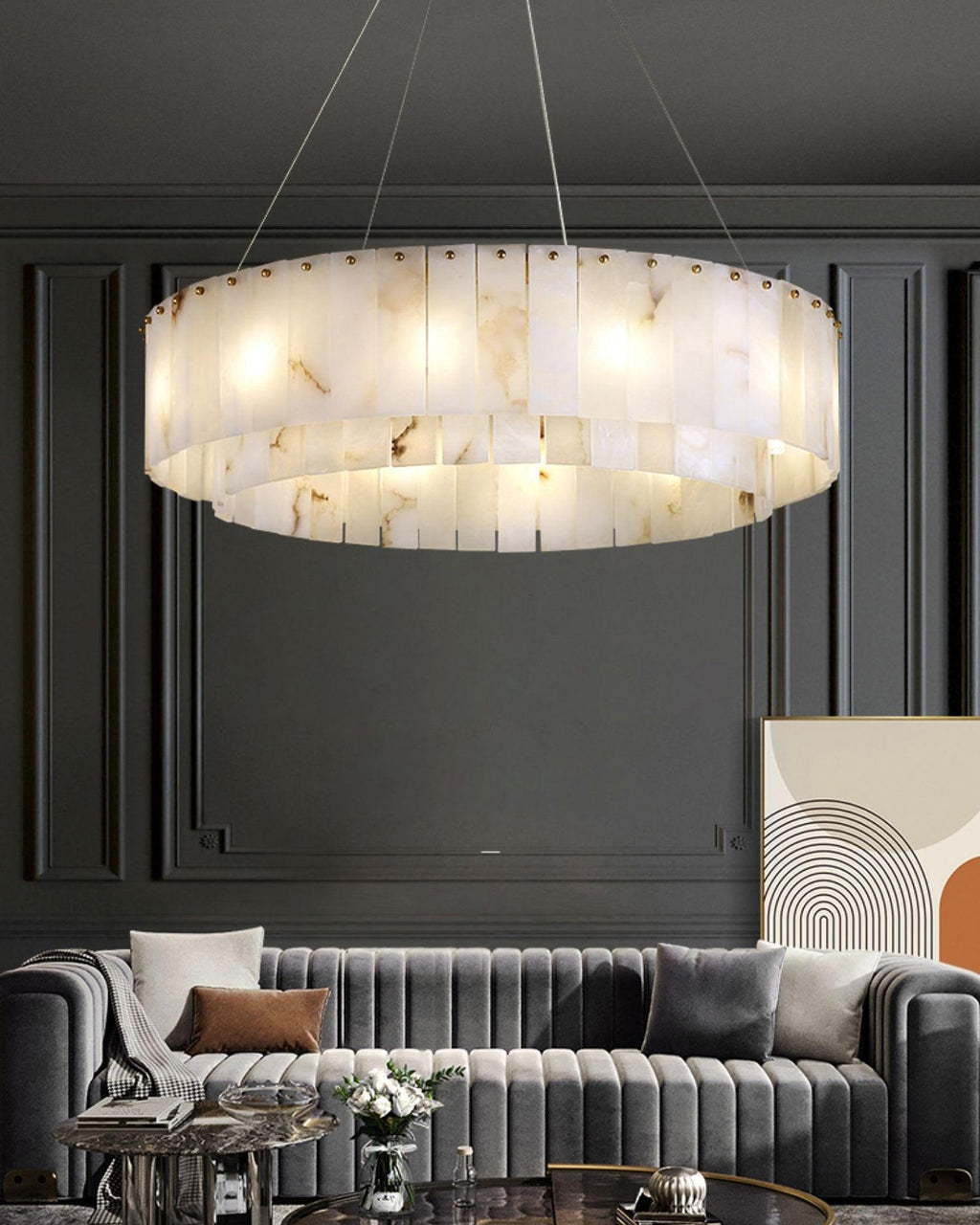 Zelaean Albâtre Ronde Pendentif Lumière - Neutralighting