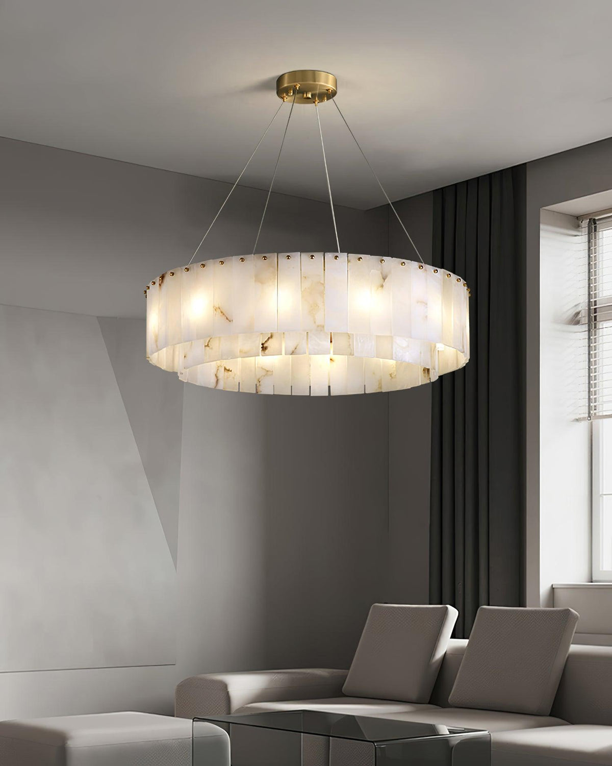 Zelaean Albâtre Ronde Pendentif Lumière - Neutralighting