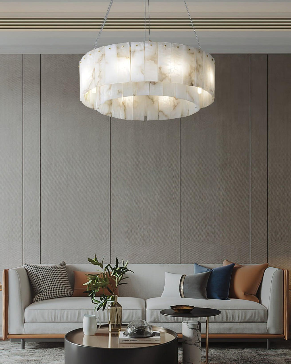 Zelaean Albâtre Ronde Pendentif Lumière - Neutralighting