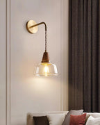 Applique Murale Ambre Verre Ombre Conique Noyer - Neutralighting