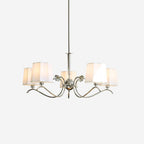 Rockville Lustre Abat-jours en Tissu Bras Courbés en Nickel Élégant - Neutralighting
