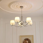 Rockville Lustre Abat-jours en Tissu Bras Courbés en Nickel Élégant - Neutralighting