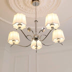 Rockville Lustre Abat-jours en Tissu Bras Courbés en Nickel Élégant - Neutralighting